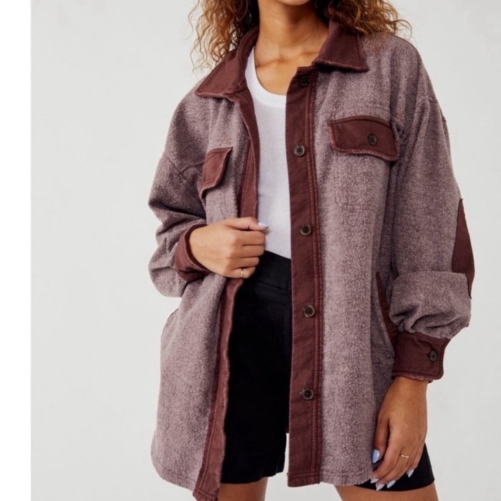 Free People Ruby Jacket Shacket Maroon Red